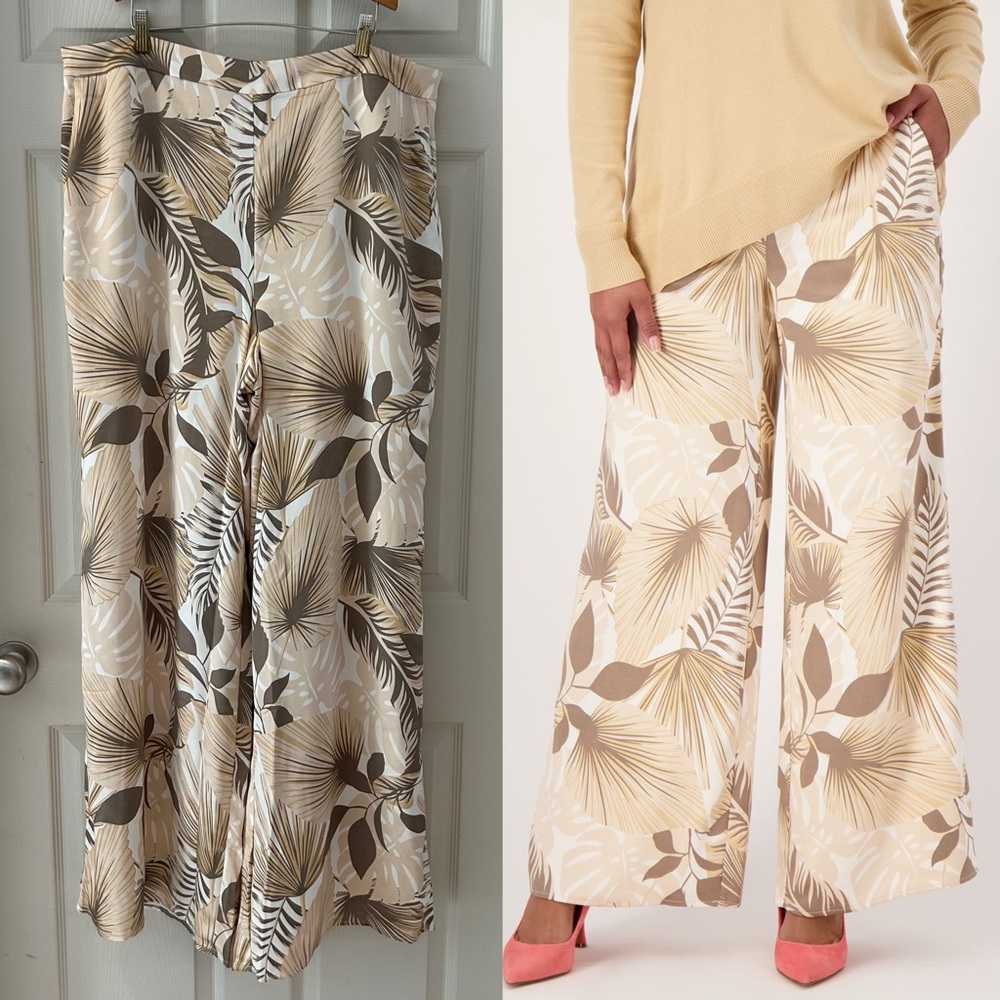 Girl With Curves Patterned Wide Leg Satin Pants Size XLT